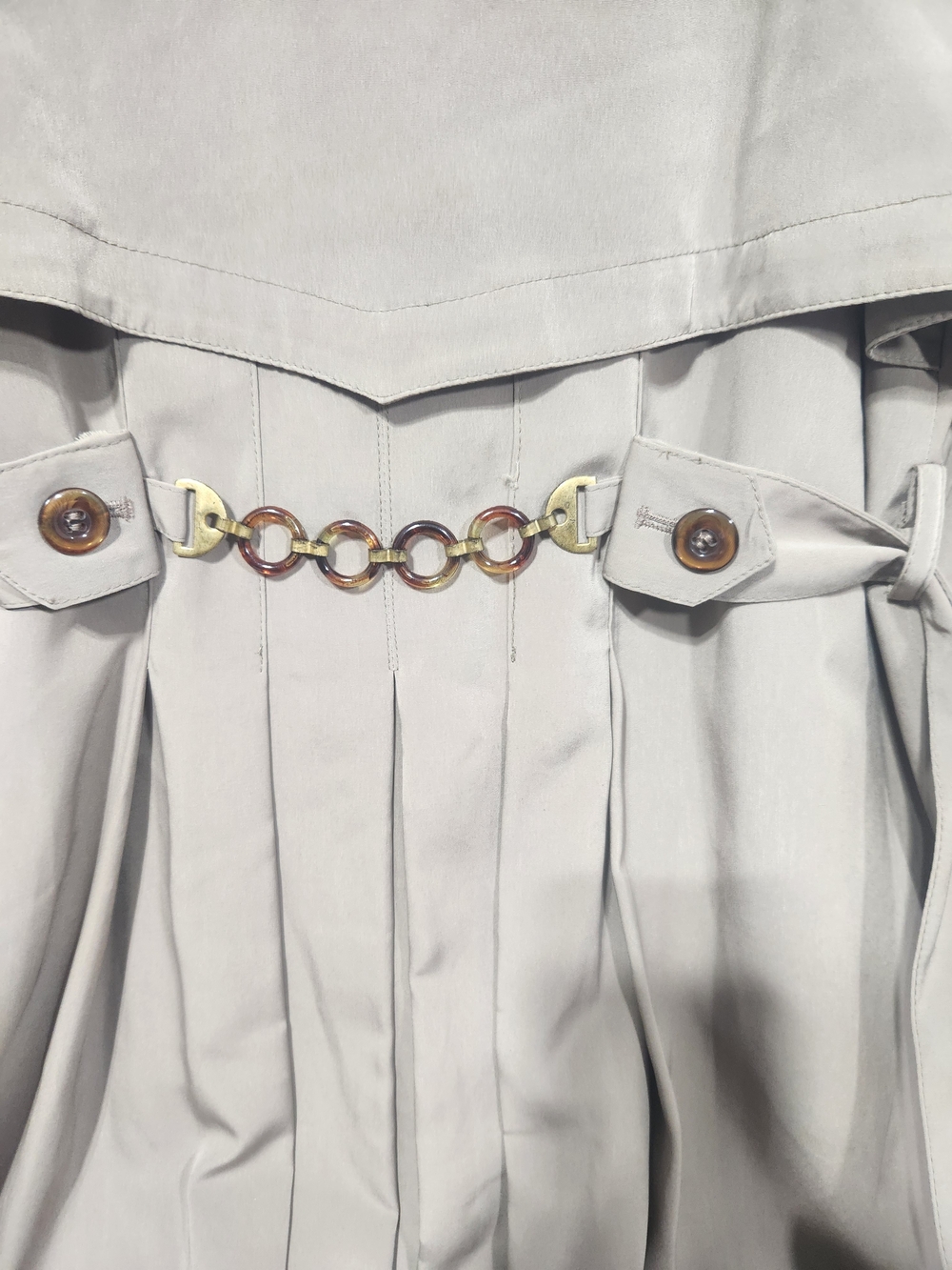 Utex Taupe Maxi Trench Dress with Chain-Link Belt - Picture 7 of 8